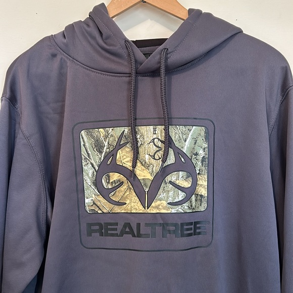 Realtree Men’s Hoodie Gray with Graphic Logo Print Front Pocket Size Large - Picture 4 of 9